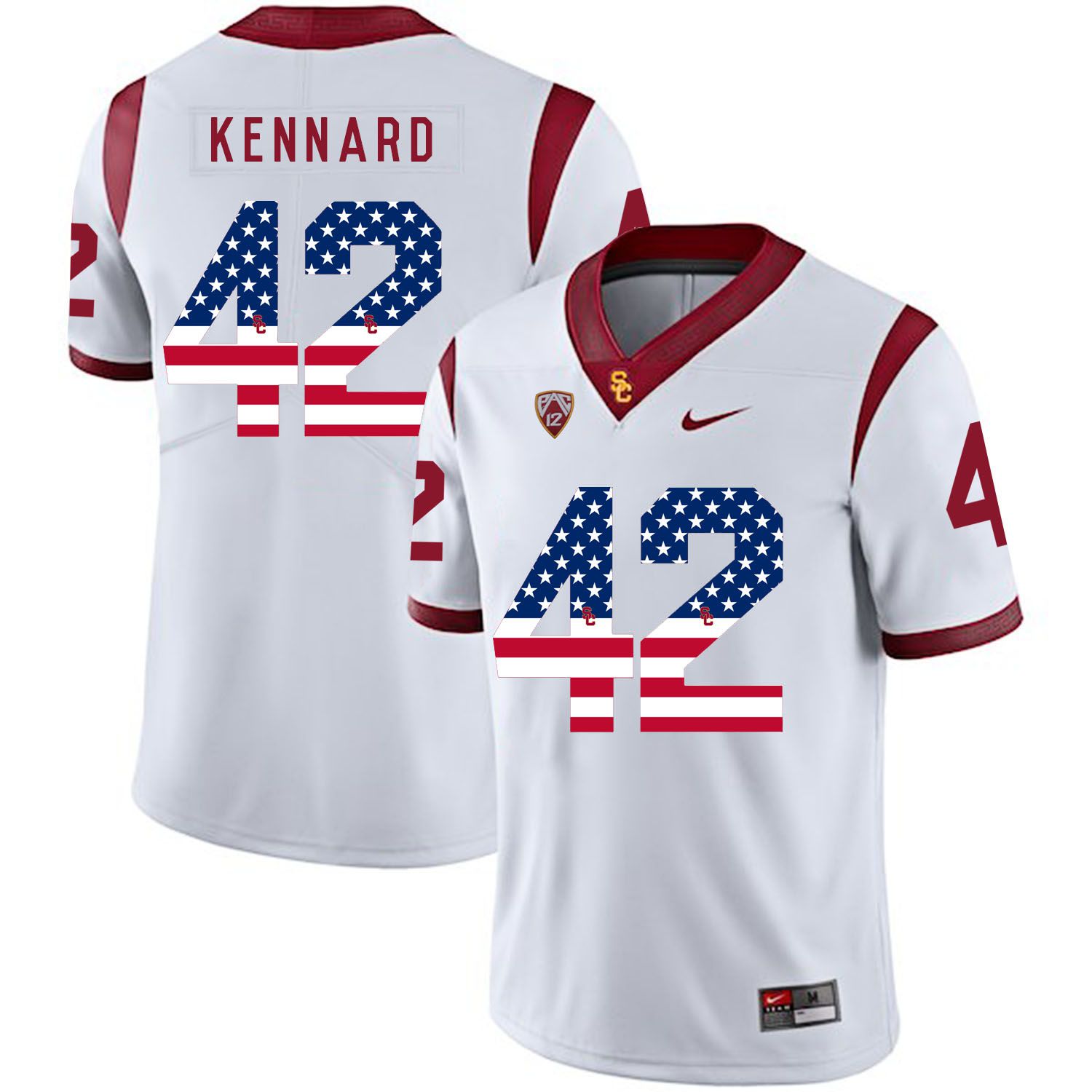 Men USC Trojans #42 Kennard White Flag Customized NCAA Jerseys